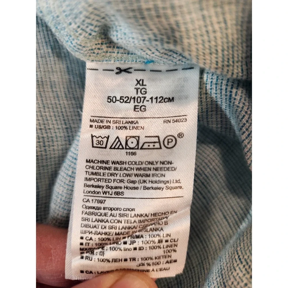 Banana Republic Light Blue 100% Linen‎ Shirt Mens XL  Long Sleeve Button Down